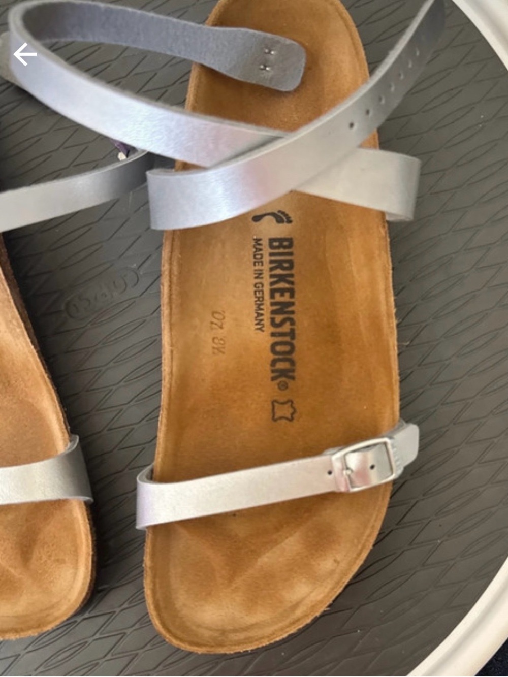 Birkenstock Women's Metallic Silver Strappy Cork Footbed Sandal